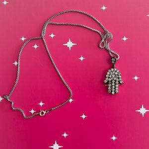 “New”Sterling Silver Crystals Hamsa, on a Sterling Silver 10 1/2 inch necklace.